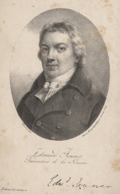 Edouard Jenner, lithograph by Comte Charles Philibert de Lasteyrie by Pierre Roch Vigneron